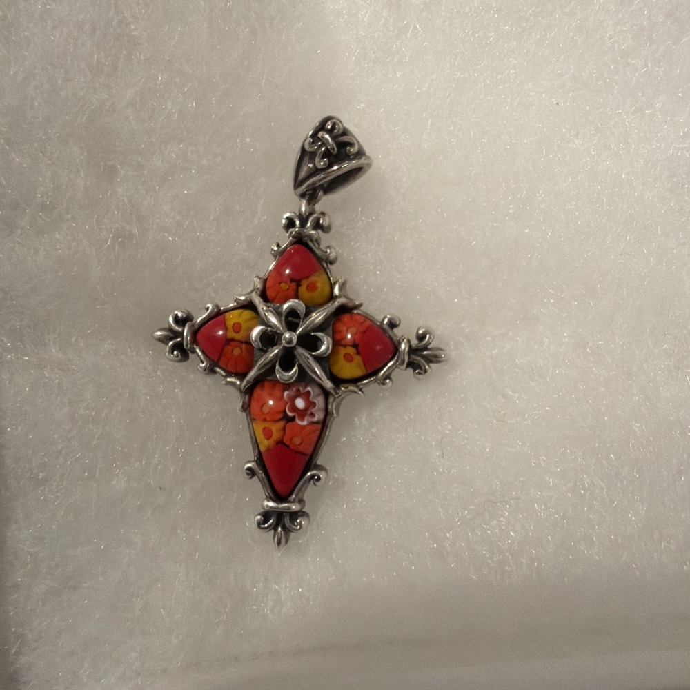 Millefiori Murano‎ Sterling Silver 925 Cross By Designer Alan K